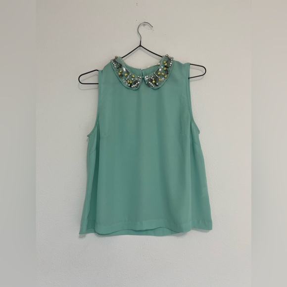 Soprano Seafoam Green Beaded Collar Tank - Picture 1 of 9